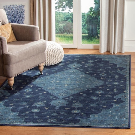 Safavieh 5 ft. 3 in. x 7 ft. 6 in. Vintage Rectangle Power Loomed Area Rug Navy & Teal VTG873-2330-5